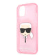 Apple iPhone 11 Kılıf Karl Lagerfeld Transparan Karl Head Dizayn Kapak Pembe