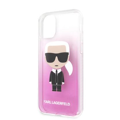 Apple iPhone 11 Kılıf Karl Lagerfeld Yarı Transparan Karl Dizayn Kapak Pembe