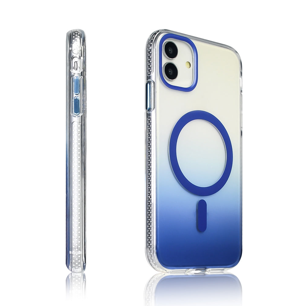 Apple iPhone 11 Kılıf M-safe Şarj Özellikli Transparan Renk Geçişli Zore Toros Kapak Rose Gold