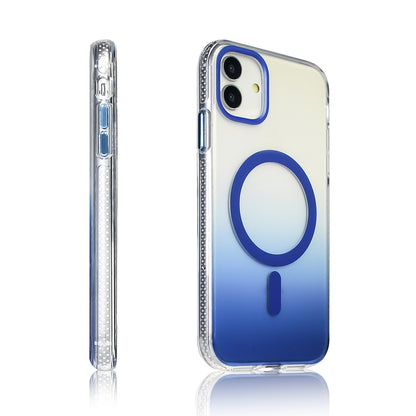 Apple iPhone 11 Kılıf M-safe Şarj Özellikli Transparan Renk Geçişli Zore Toros Kapak Mavi