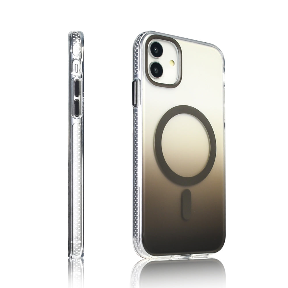 Apple iPhone 11 Kılıf M-safe Şarj Özellikli Transparan Renk Geçişli Zore Toros Kapak Siyah