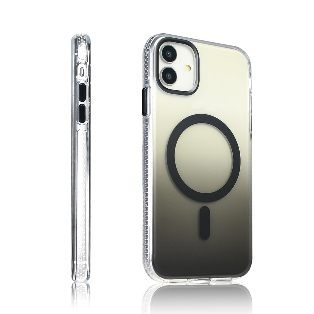 Apple iPhone 11 Kılıf M-safe Şarj Özellikli Transparan Renk Geçişli Zore Toros Kapak Rose Gold