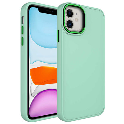 Apple iPhone 11 Kılıf Metal Çerçeve ve Buton Tasarımlı Silikon Zore Luna Kapak