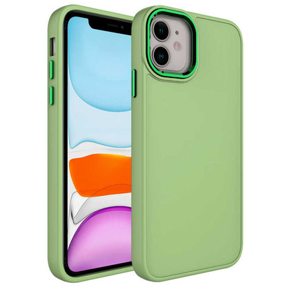 Apple iPhone 11 Kılıf Metal Çerçeve ve Buton Tasarımlı Silikon Zore Luna Kapak