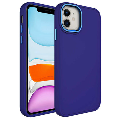 Apple iPhone 11 Kılıf Metal Çerçeve ve Buton Tasarımlı Silikon Zore Luna Kapak