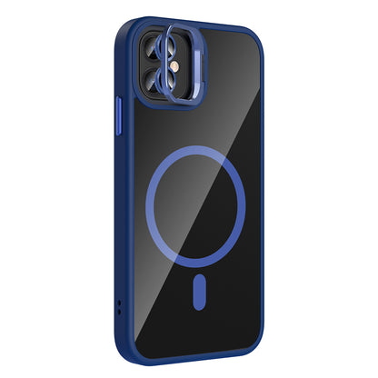 Apple iPhone 11 Kılıf Standlı ve Kamera Lens Hediyeli M-Safe Şarj Özellikli Zore Etro Kapak Desert Titanyum