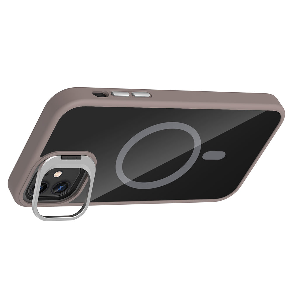 Apple iPhone 11 Kılıf Standlı ve Kamera Lens Hediyeli M-Safe Şarj Özellikli Zore Etro Kapak Siyah