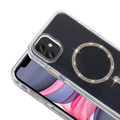 Apple iPhone 11 Kılıf Taşlı Tasarım M-safe Şarj Özellikli Zore Koment Silikon Kapak Gold