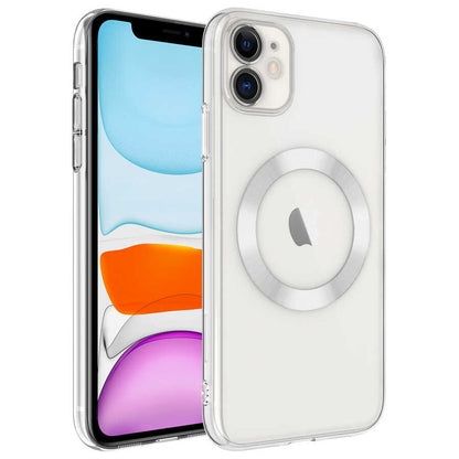 Apple iPhone 11 Kılıf Wireless Şarj Özellikli Sert PC Zore Riksos M-safe Kapak