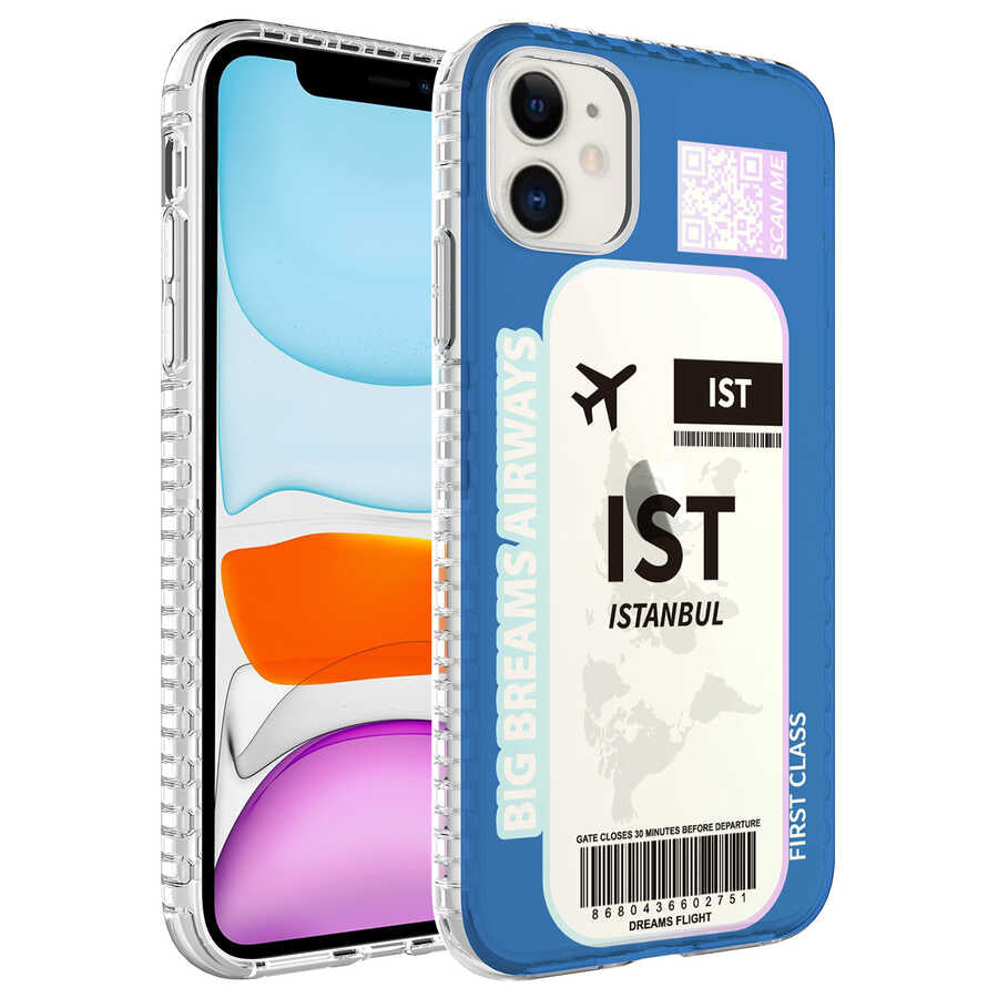 Apple iPhone 12 Kılıf Airbag Kenarlı Renkli Desenli Silikon Zore Elegans Kapak