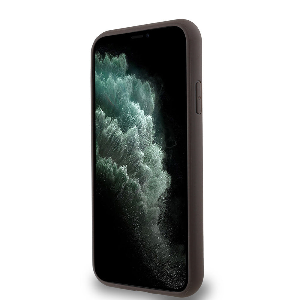 Apple iPhone 12 Kılıf Guess Orjinal Lisanslı M-safe Şarj Özellikli Small 4G Classic Kapak Siyah