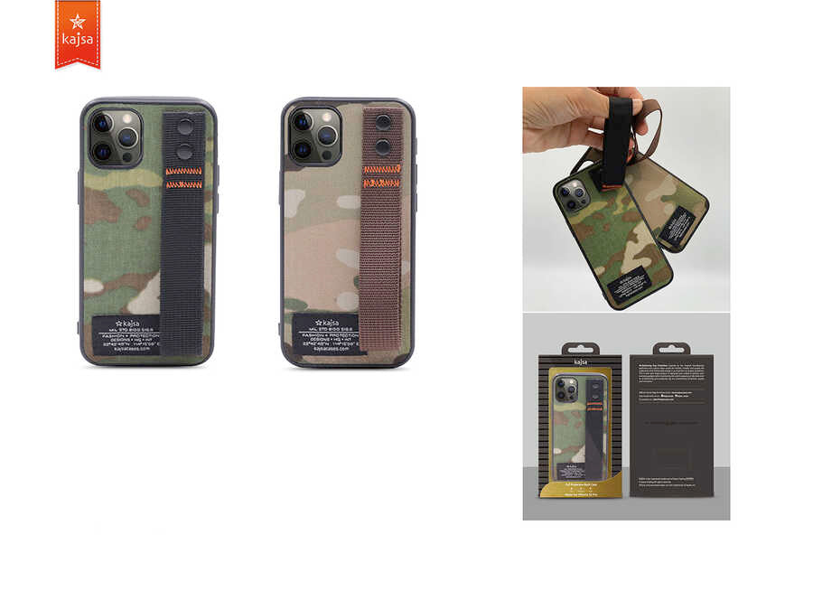 Apple iPhone 12 Kılıf Kajsa Cordura Serisi Military Kapak Kahverengi