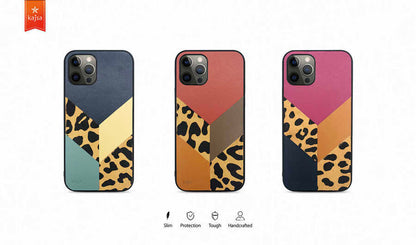 Apple iPhone 12 Kılıf Kajsa Glamorous Serisi Leopard Combo Kapak Pembe