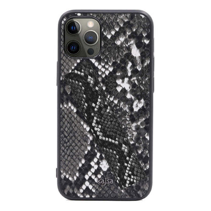 Apple iPhone 12 Kılıf Kajsa Glamorous Serisi Snake Handstrap Kapak Siyah