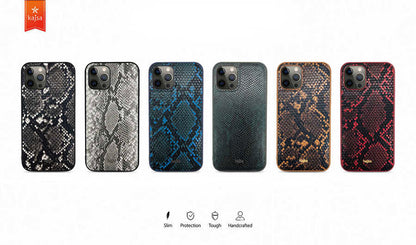 Apple iPhone 12 Kılıf Kajsa Glamorous Serisi Snake Pattern Kapak Yeşil