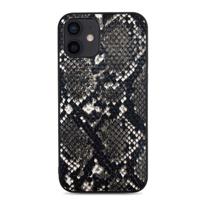 Apple iPhone 12 Kılıf Kajsa Glamorous Serisi Snake Pattern Kapak Siyah