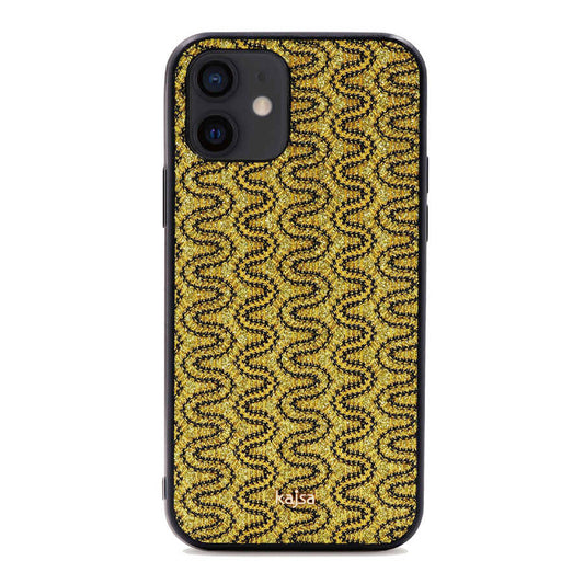 Apple iPhone 12 Kılıf Kajsa Glamorous Serisi Waterfall Pattern Kapak Mavi