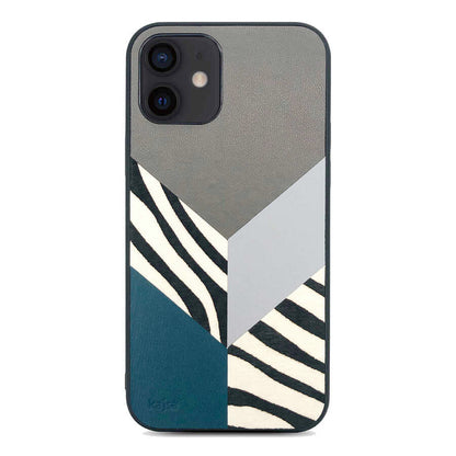 Apple iPhone 12 Kılıf Kajsa Glamorous Serisi Zebra Combo Kapak Mavi