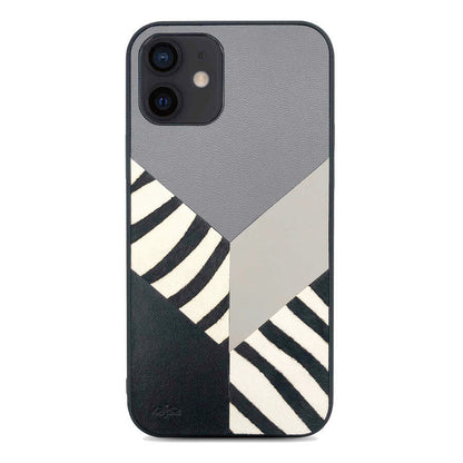 Apple iPhone 12 Kılıf Kajsa Glamorous Serisi Zebra Combo Kapak Gri