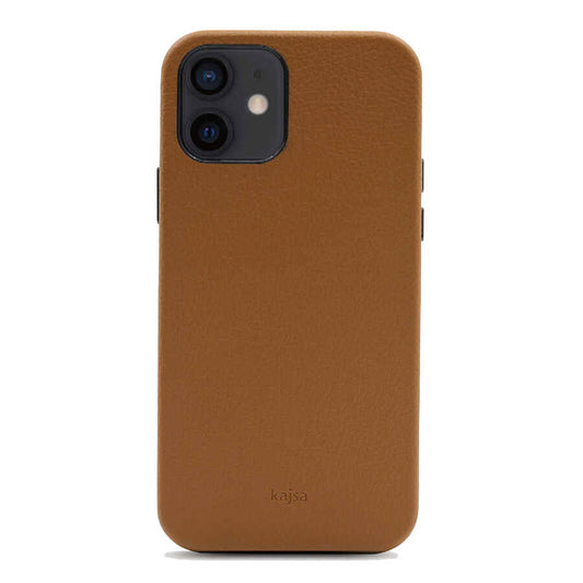 Apple iPhone 12 Kılıf Kajsa Litchi Kapak Kahverengi