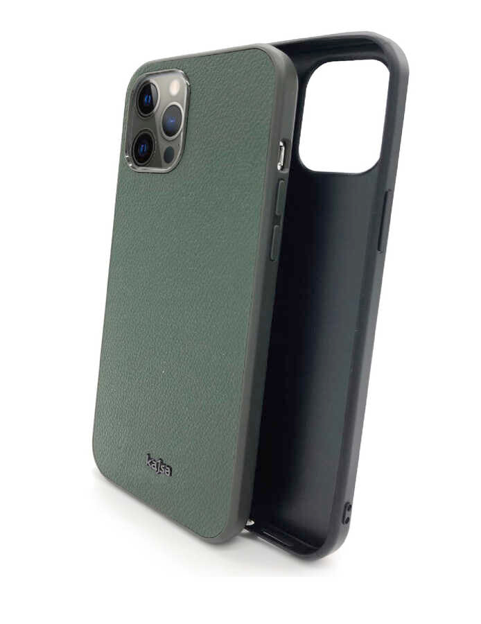 Apple iPhone 12 Kılıf Kajsa Luxe Collection Hakiki Deri Kapak Gri
