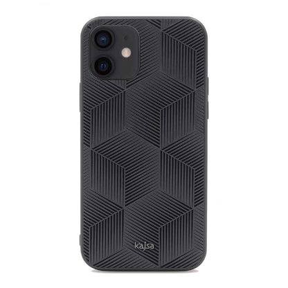 Apple iPhone 12 Kılıf Kajsa Splendid Serisi 3D Cube Kapak Siyah
