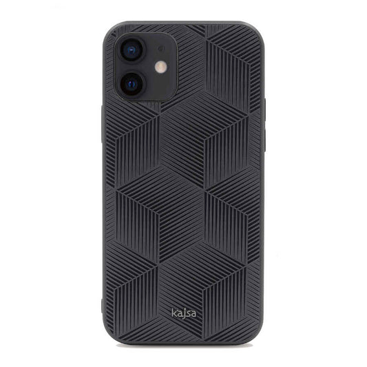 Apple iPhone 12 Kılıf Kajsa Splendid Serisi 3D Cube Kapak Siyah