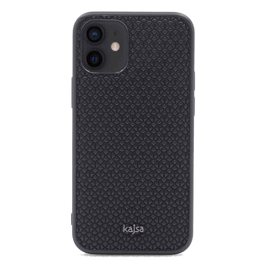 Apple iPhone 12 Kılıf Kajsa Splendid Serisi 3D Leaf Kapak Siyah