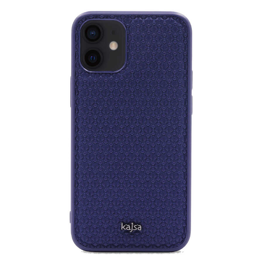 Apple iPhone 12 Kılıf Kajsa Splendid Serisi 3D Leaf Kapak Mavi