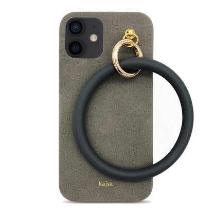 Apple iPhone 12 Kılıf Kajsa Splendid Serisi Morandi Ring Kapak Gri