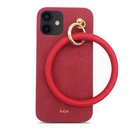 Apple iPhone 12 Kılıf Kajsa Splendid Serisi Morandi Ring Kapak Kırmızı