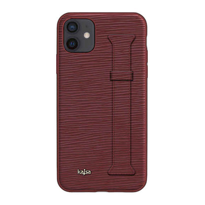 Apple iPhone 12 Kılıf Kajsa Wave Pattern Handstrap Kapak Kırmızı