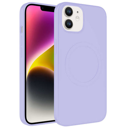Apple iPhone 12 Kılıf M-safe Wireless Şarj Özellikli Pastel Renk Silikon Zore Plas Kapak