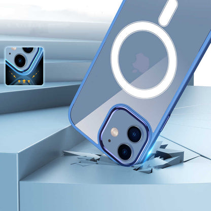 Apple iPhone 12 Kılıf Wireless Şarj Özellikli Zore Krom M-safe Silikon Kapak Koyu Yeşil