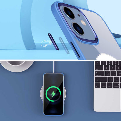 Apple iPhone 12 Kılıf Wireless Şarj Özellikli Zore Krom M-safe Silikon Kapak Lila