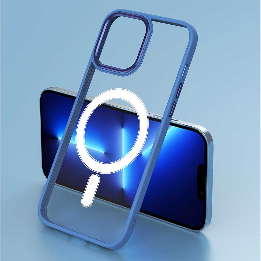 Apple iPhone 12 Kılıf Wireless Şarj Özellikli Zore Krom M-safe Silikon Kapak Yeşil