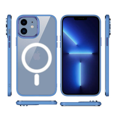 Apple iPhone 12 Kılıf Wireless Şarj Özellikli Zore Krom M-safe Silikon Kapak Yeşil