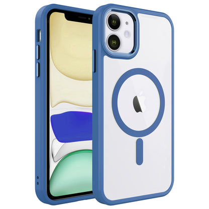 Apple iPhone 12 Kılıf Wireless Şarj Özellikli Zore Krom M-safe Silikon Kapak Lavendery Gray