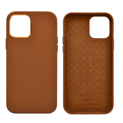Apple iPhone 12 Kılıf Wiwu Calfskin Kapak Lacivert