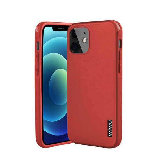 Apple iPhone 12 Kılıf Wiwu Sand Stone Kapak Kırmızı