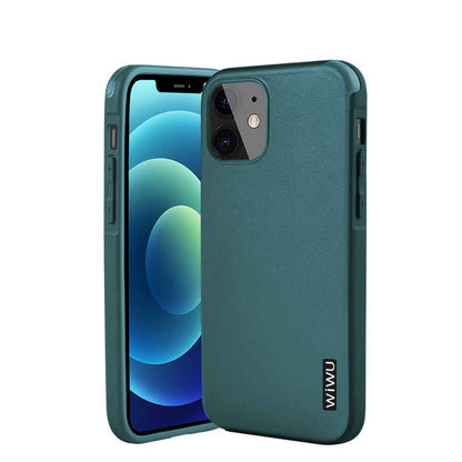 Apple iPhone 12 Kılıf Wiwu Sand Stone Kapak Koyu Yeşil