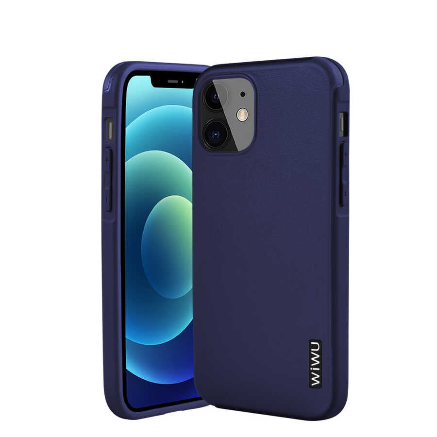 Apple iPhone 12 Kılıf Wiwu Sand Stone Kapak Mavi