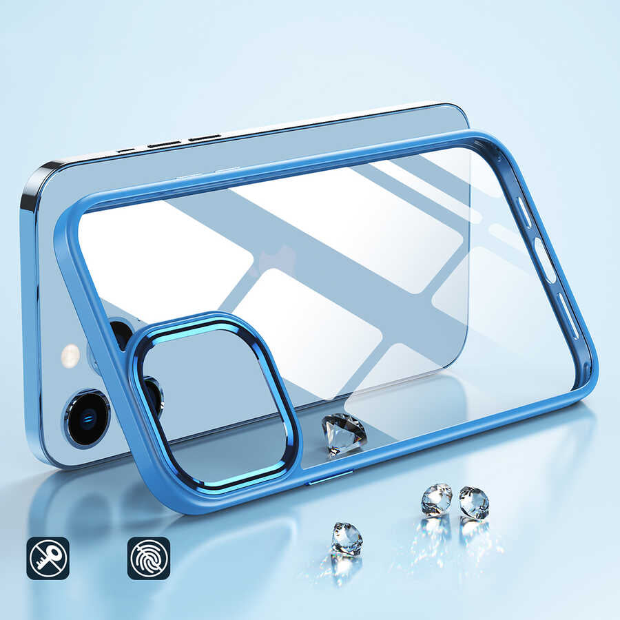 Apple iPhone 12 Kılıf Zore Krom Kapak Lacivert