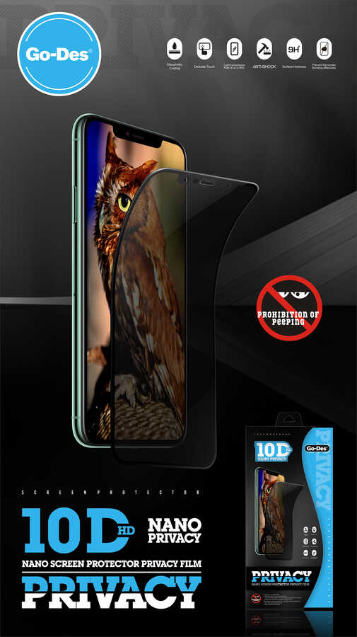 Apple iPhone 12 Pro Go Des Privacy Ekran Koruyucu Siyah