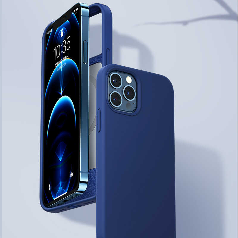 Apple iPhone 12 Pro Kılıf Benks M-safe Magnetic Original Apple MFI Certified Silikon Kapak Mavi