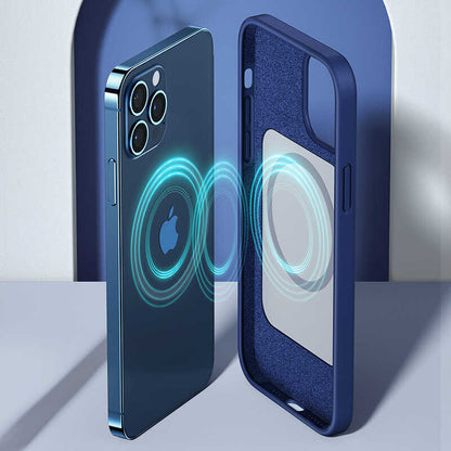 Apple iPhone 12 Pro Kılıf Benks M-safe Magnetic Original Apple MFI Certified Silikon Kapak Mavi