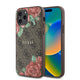Apple iPhone 12 Pro Kılıf Guess Orjinal Lisanslı M-safe Şarj Özellikli Gül Baskılı 4G Desenli Yazı Logolu Kapak Kahverengi