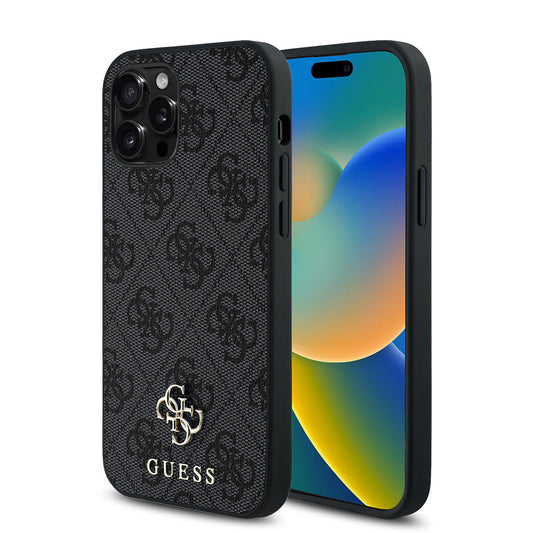 Apple iPhone 12 Pro Kılıf Guess Orjinal Lisanslı M-safe Şarj Özellikli Small 4G Classic Kapak Siyah