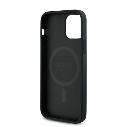 Apple iPhone 12 Pro Kılıf Guess Orjinal Lisanslı M-safe Şarj Özellikli Small 4G Classic Kapak Kahverengi