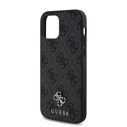 Apple iPhone 12 Pro Kılıf Guess Orjinal Lisanslı M-safe Şarj Özellikli Small 4G Classic Kapak Siyah